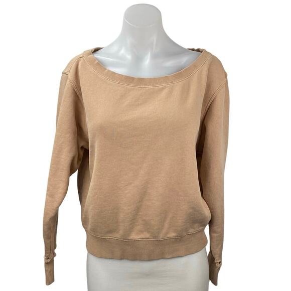 Spiritual Gangster Beige Tan Boat Neck Long Sleeve Sweatshirt Sweater Top Size S - Picture 1 of 5